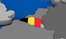 Europakarte mit Belgien als Flagge